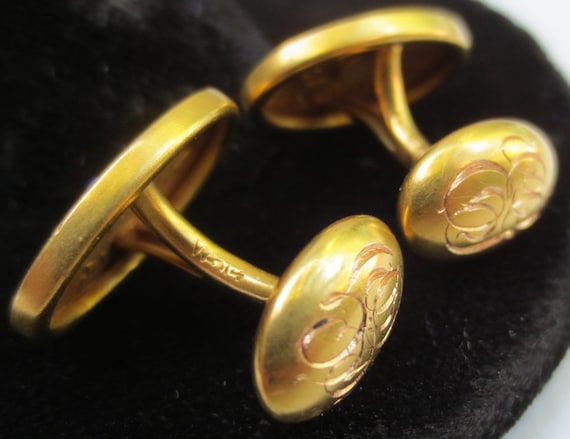 Fine Victorian 14K Gold Antique Sapphire Cufflinks - image 10