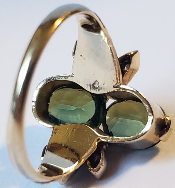 Beautiful 14K Gold Tourmaline Diamond Vintage Ring - image 7