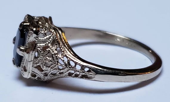 Art Deco 14-karat White Gold Sapphire Ring - image 5