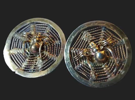 Vintage Sterling Silver Spider Web Earrings