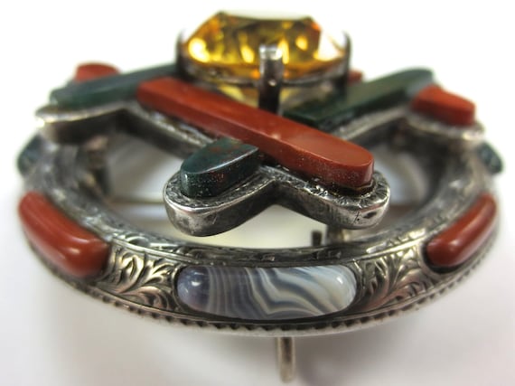 Impressive Victorian Scottish Agate Silver Brooch… - image 6