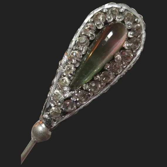 Fine Victorian Silver Paste Stone Antique Hatpin