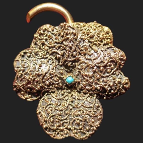 Victorian Pansy Flower 10K Gold Brooch / Pendant … - image 1