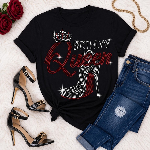 Birthday Queen Rhinestone/Bling T-shirt.