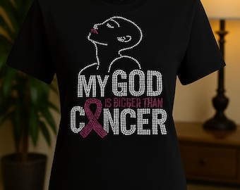 Rhinestone Breast Cancer Awareness T-Shirt | Faith Tee