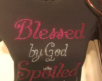 Gesegnet von Gott verwöhnt von meinem Mann Strass T-Shirt