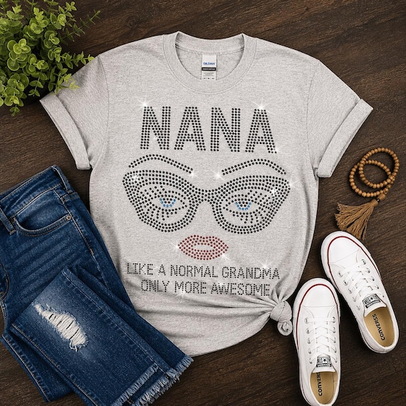 Rhinestone Nana T-shirt, Awesome Grandma Tee