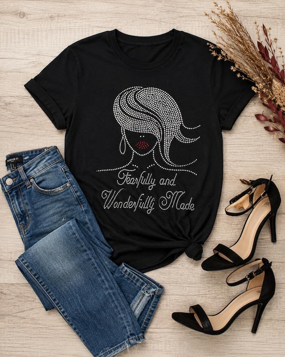 Fearfully Made Bling T-shirt. Motivational, Inspirational, Christian, Faith Shirts for Women