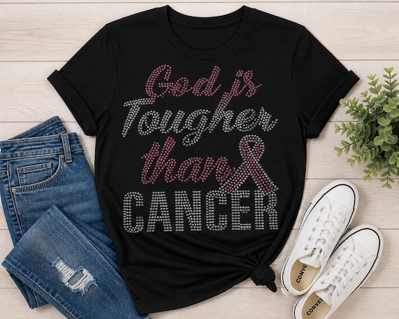 I'm Tougher Than Cancer Rhinestone T-shirt