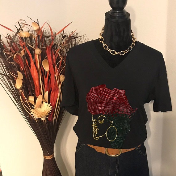 African Map Woman Bling T-shirt