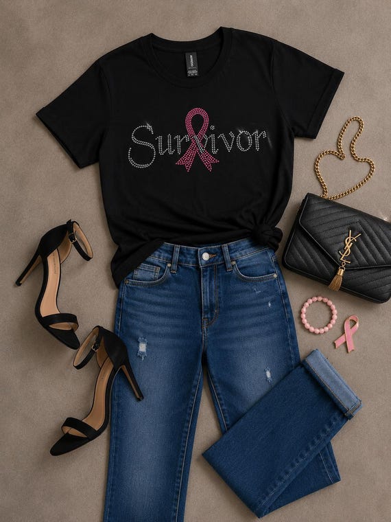 Survivor Breast Cancer Awareness Rhinestone T-Shirt