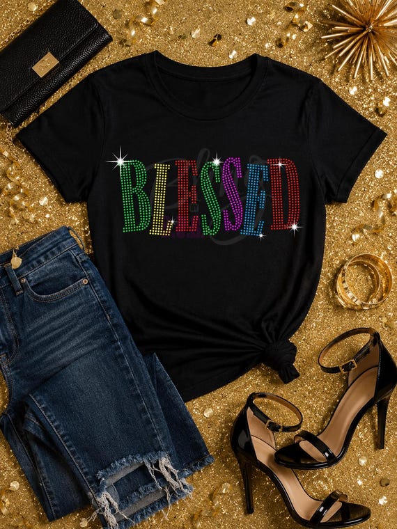 Blessed Rhinestone T-Shirt, Faith-Based Glam Tee