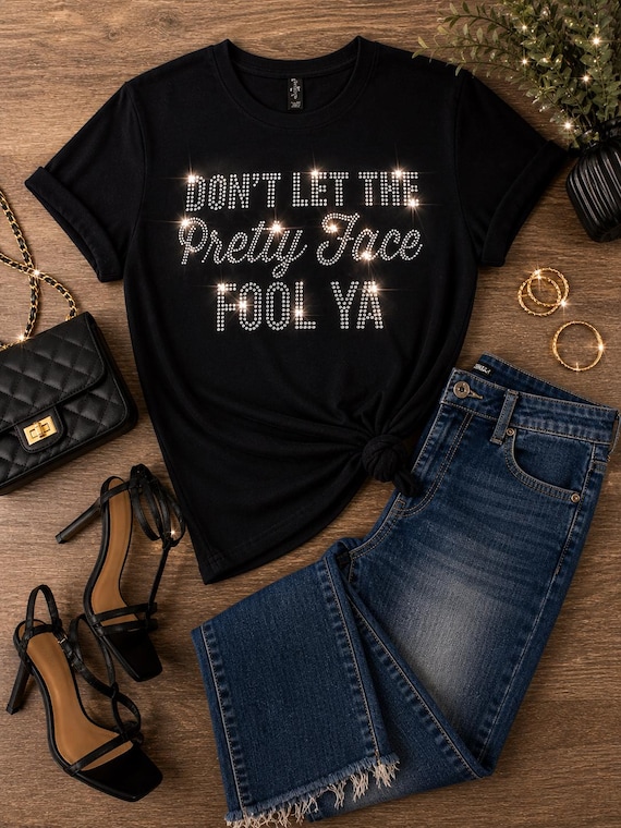 Rhinestone Graphic T-Shirt: Sassy Bling Tee for Confident Women