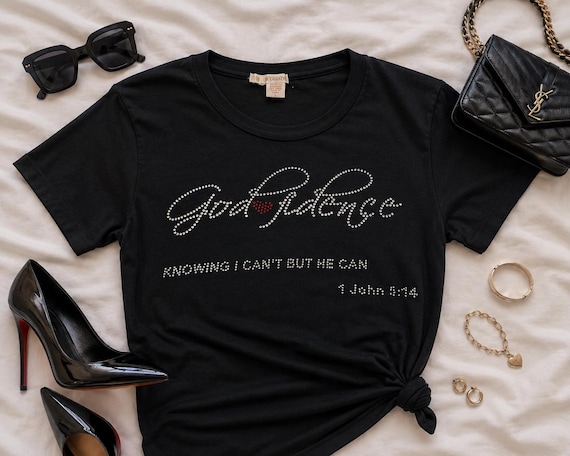 Godfidence Rhinestone T-shirt. Motivational, Inspirational, Christian, Faith Shirts for Women