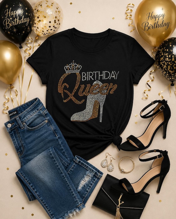 Birthday Queen Rhinestone/Bling T-shirt.