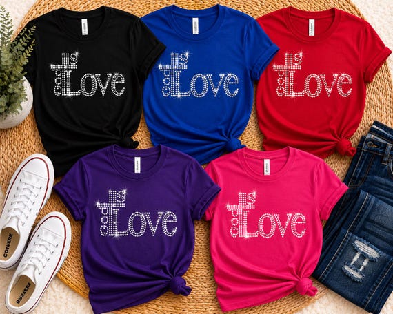 Love Rhinestone Shirt, Faith T-Shirt for Women, Christian Shirt, Bling Tee, Inspirational Shirt, Gift for Her, Sparkle Top