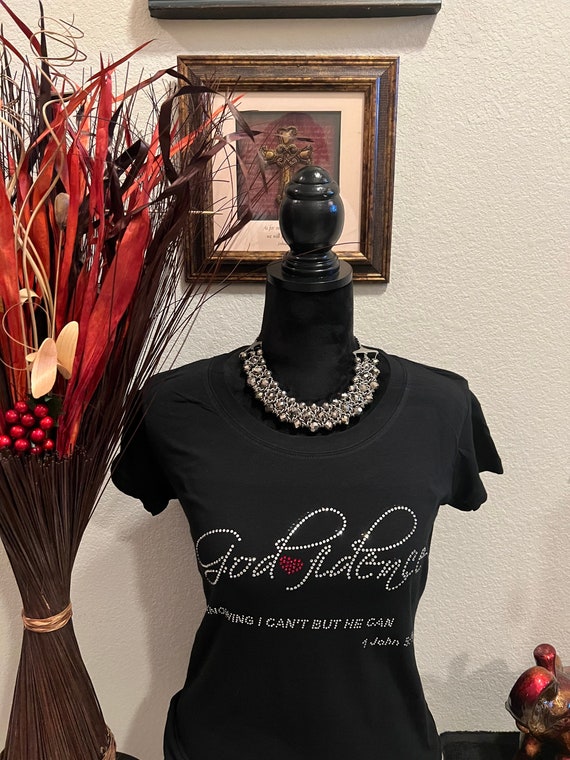 Godfidence Rhinestone T-shirt. Motivational, Inspirational, Christian, Faith Shirts for Women