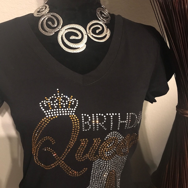 Birthday Queen Rhinestone/Bling T-shirt.