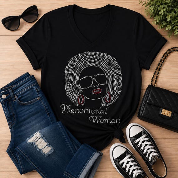 Phenomenal Woman Rhinestone/Bling T-shirt. Motivational, Inspirational, Christian, Faith Shirts for Women