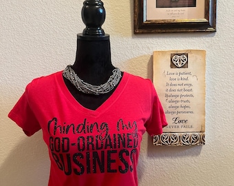 Minding My God-Ordained Business Tee | V-Neck or Crew | Faith-Based Shirt