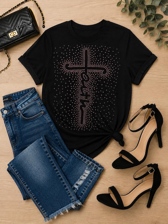 Scattered Faith Rhinestone T-shirt. Motivational, Inspirational, Christian, Faith Shirts for Women