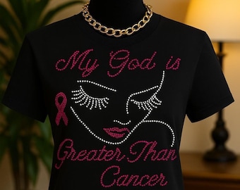 Rhinestone Breast Cancer Awareness T-Shirt | Faith Tee