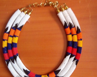 Zulu Beaded Necklace, African Jewelry, African Maasai Beaded Necklace, Statement Necklace, Ethnic Jewelry, Gift For Her