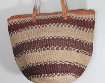 Sac panier en sisal tissé à la main, sac de marché tissé africain, sacs de plage d'été artisanaux