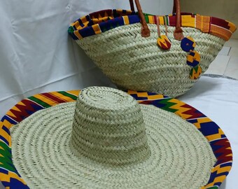 Borsa a mano in sisal africano fatta a mano e cappello in makuti