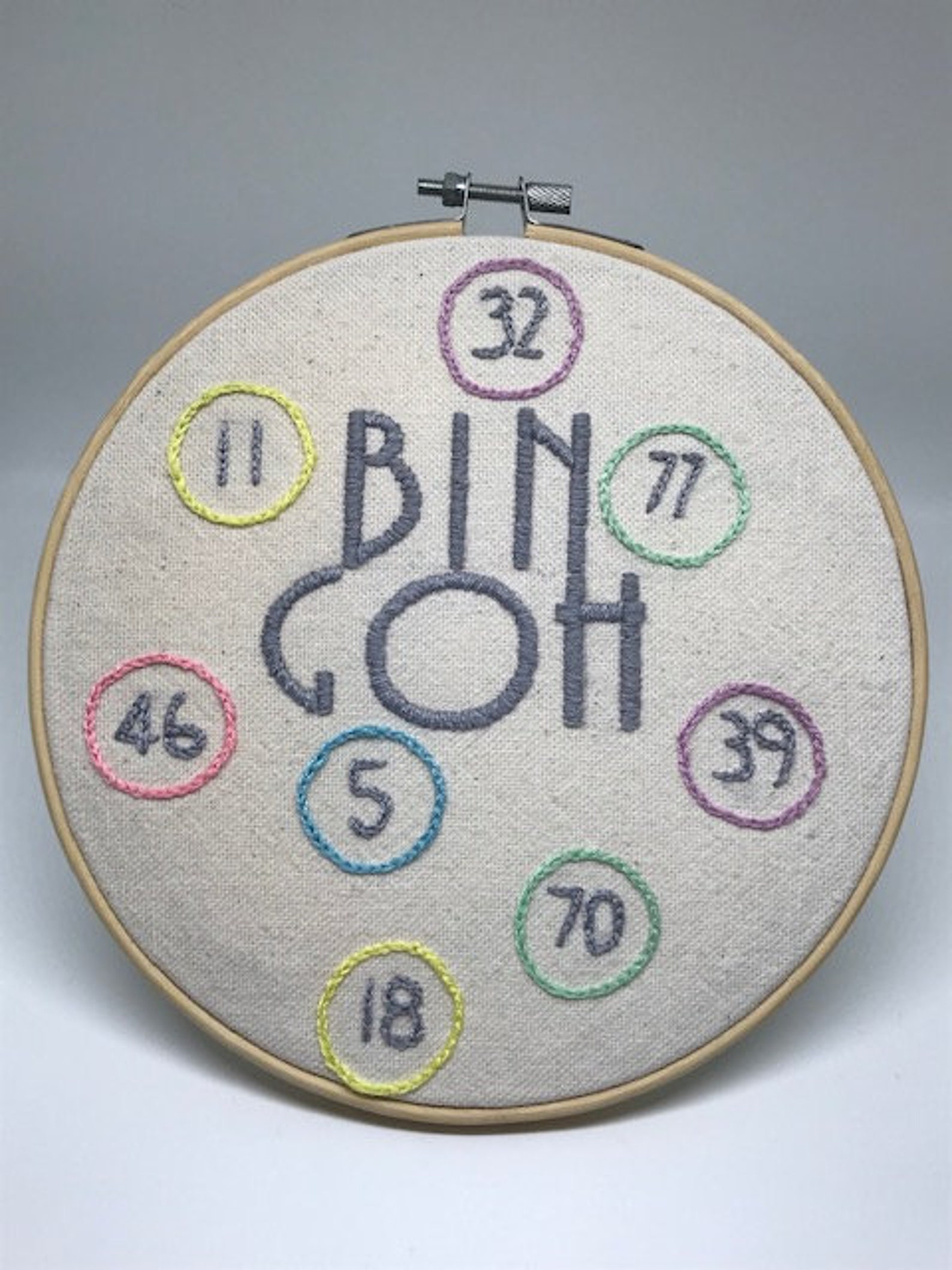 Hand Stitched BINGOH Bingo Handmade Embroidery Hoop Wall Etsy