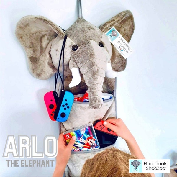 Plush Elephant Shoe Organizer: Safari Nursery Storage, Kids Bedroom Decor