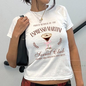 Espresso martini shirt, Tiny Time ,Coquette Baby Tee, Baby Tee, Coquette Graphic 90s Tee, Pink Bow Tee Girly y2k baby tee 90s baby tee Crop