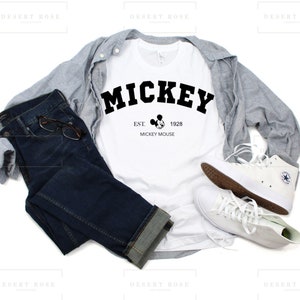 Chemise Mickey, T-shirt unisexe, col rond, T-shirt Disney, Mode homme, Chemises Disney homme