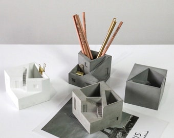 Desk Decor/Pencil Cup/flowerpot/Cement/Minimalist/Modern/Desk Set/Home Decor/Gift for her/Concrete Decor/Nordic home/Pen