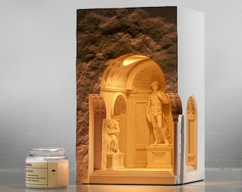 David sculpture / ambient light / museum / concrete building / aromatherapy / melting wax lamp
