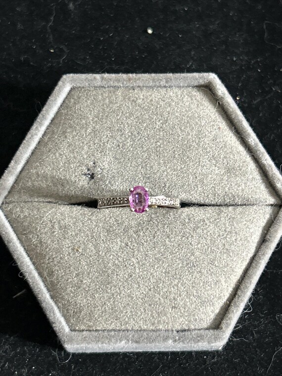 Estate Pink Sapphire 10k White Gold Ring Size 6.75 / 2 Grams