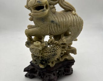 茶道具　ヴィンテージ　手彫り　アジアンティー　ドラゴン　フィギュア　石彫　装飾 Vintage Chinese Hand Carving Dragon Ink Soapstone Jewlery Box - Etsy