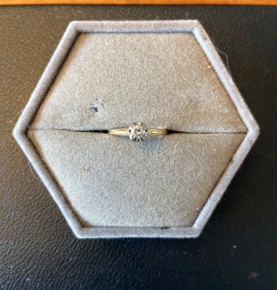 vintage diamond solitare 14k two tone gold ring si