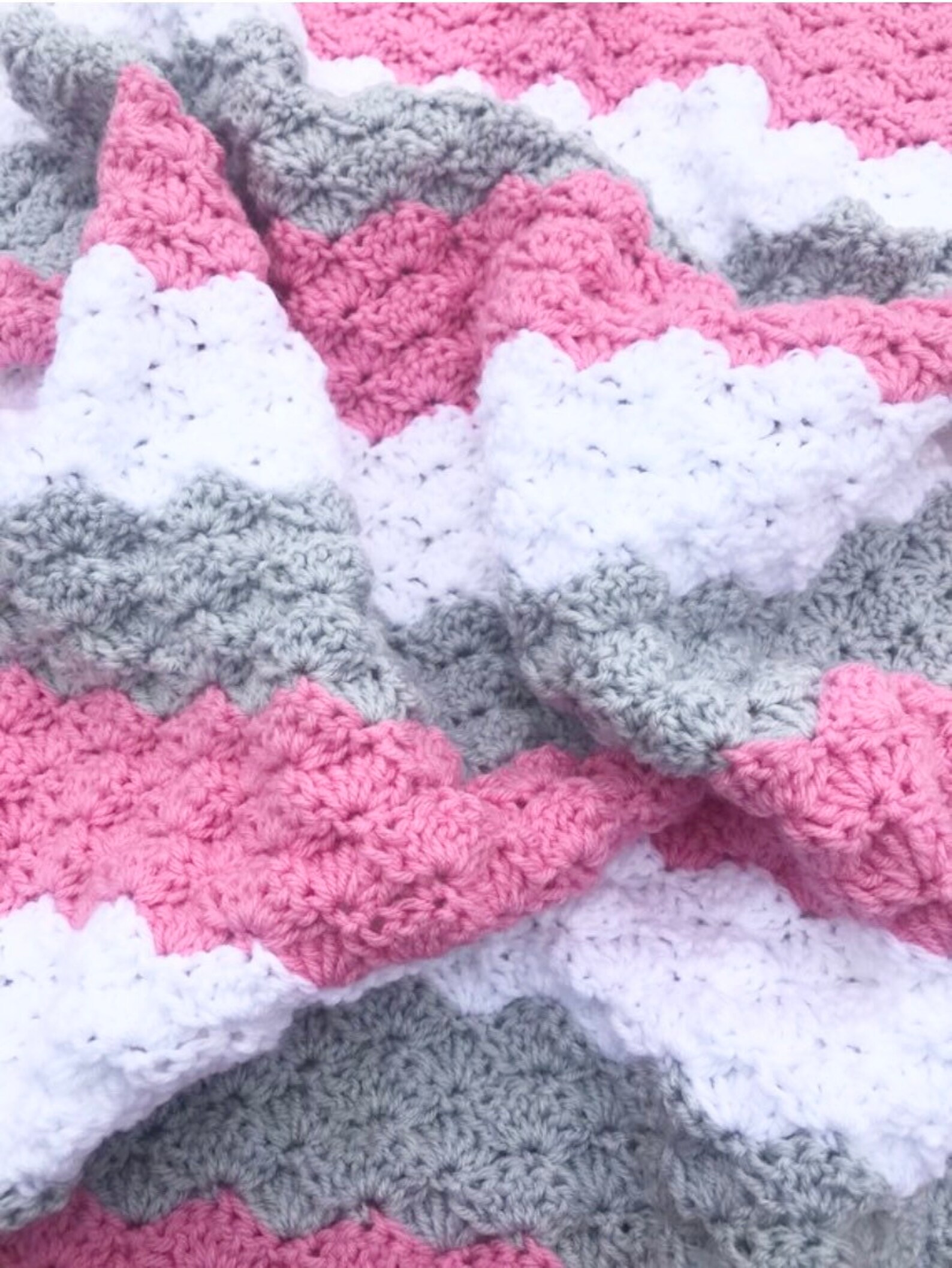 Pink and Gray Baby Blanket Crochet for Girl Handmade Knit Etsy