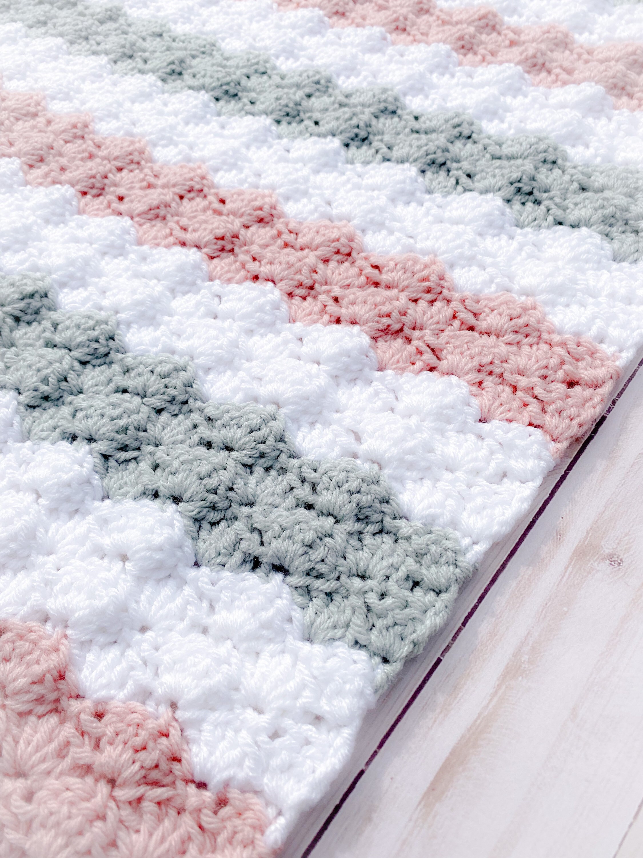 Pink and Gray Baby Blanket Knit Baby Afghan Crochet Handmade Etsy