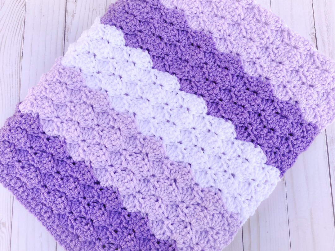 Purple Baby Blanket Crochet, Baby Afghan Blanket, Handknit Baby Blanket, Baby Nursery Blanket