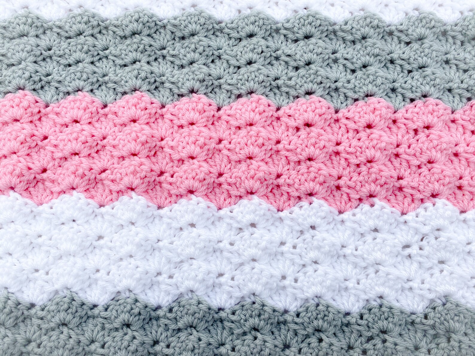 Pink and Gray Baby Blanket Crochet for Girl Handmade Knit Etsy