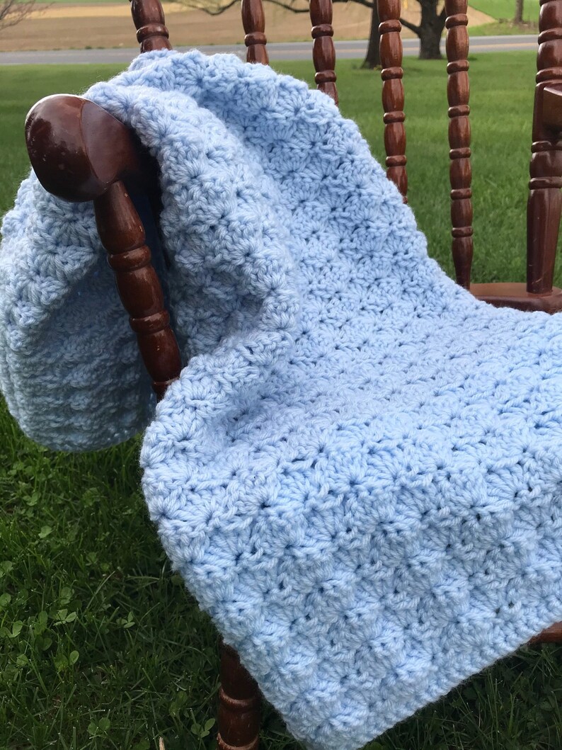 Light Blue Baby Blanket Crochet Baby Boy Blanket Handmade Etsy