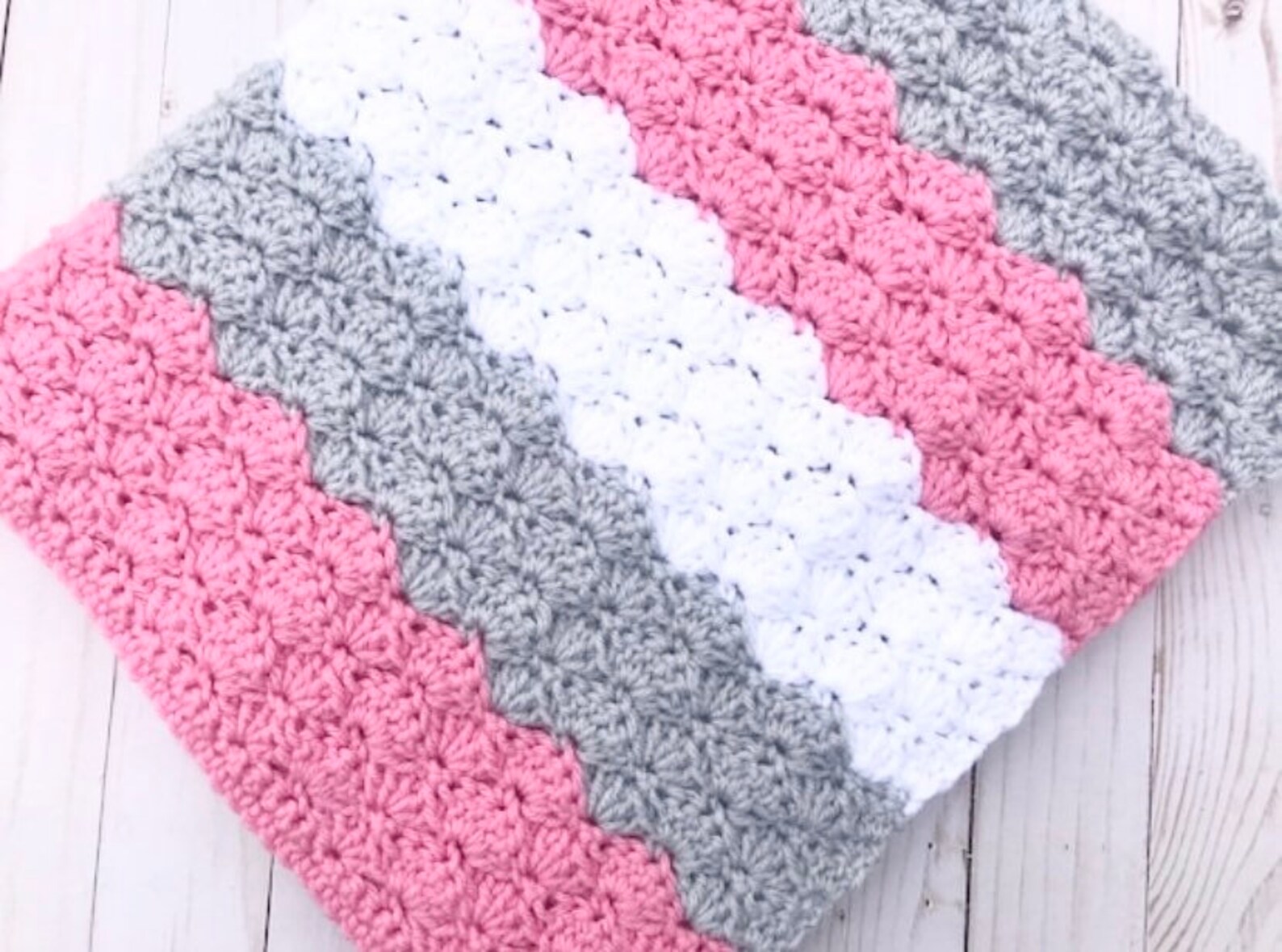 Pink and Gray Baby Blanket Crochet for Girl Handmade Knit Etsy