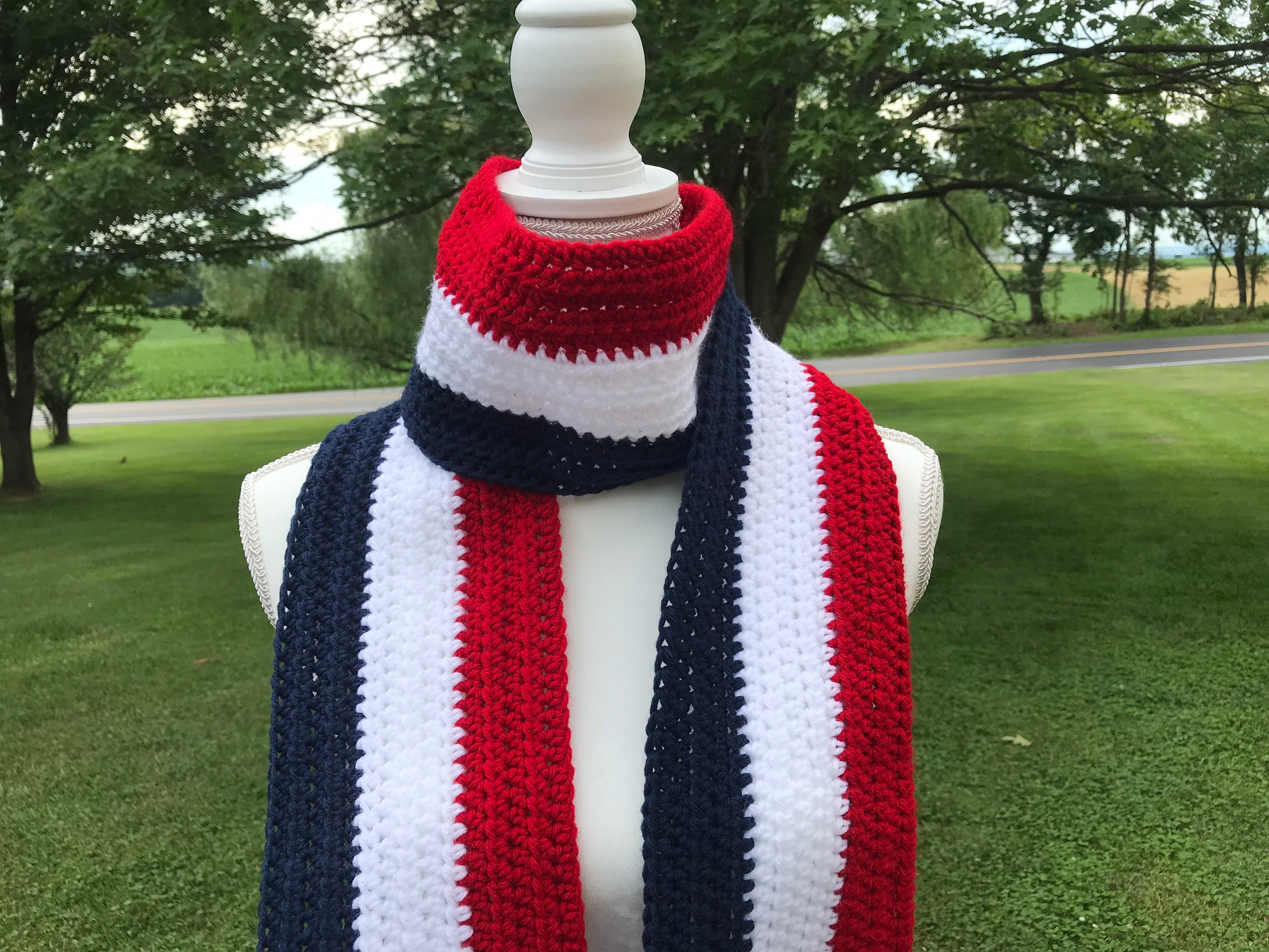 Red White and Blue Scarf Patriotic Scarf Flag Scarf Winter