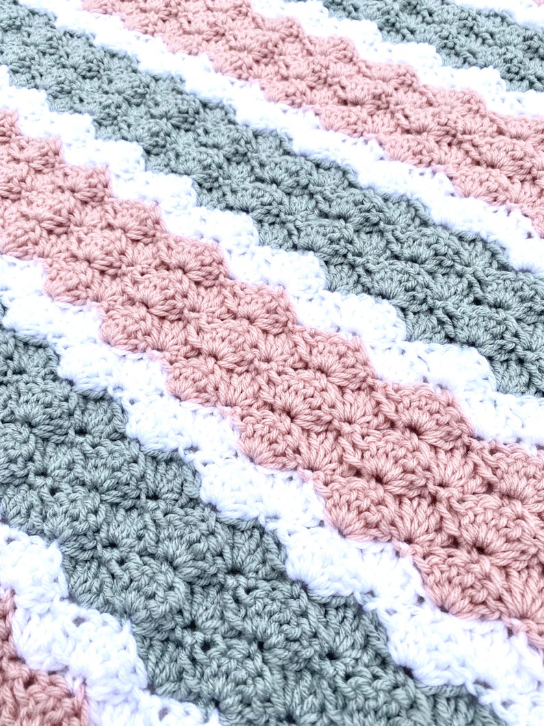 Pink and Gray Baby Blanket Handmade Crochet Baby Girl Afghan Etsy