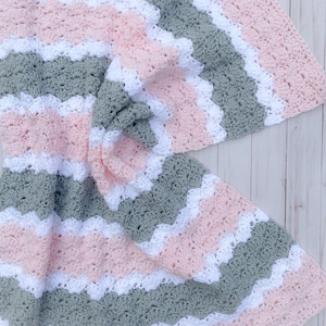 Pink and Gray Baby Blanket Girl, Handmade Crochet Baby Blanket, Knit Baby Blanket, Baby Afghan, Newborn Blanket Girl, Baby Girl Crib Blanket