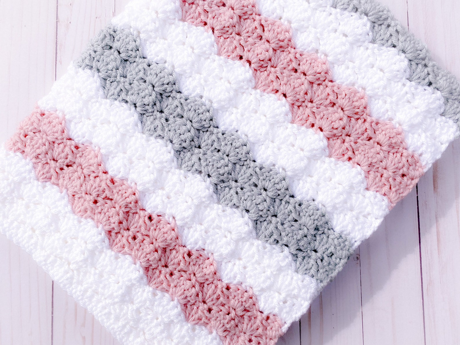 Pink and Gray Baby Blanket Knit Baby Afghan Crochet Handmade Etsy