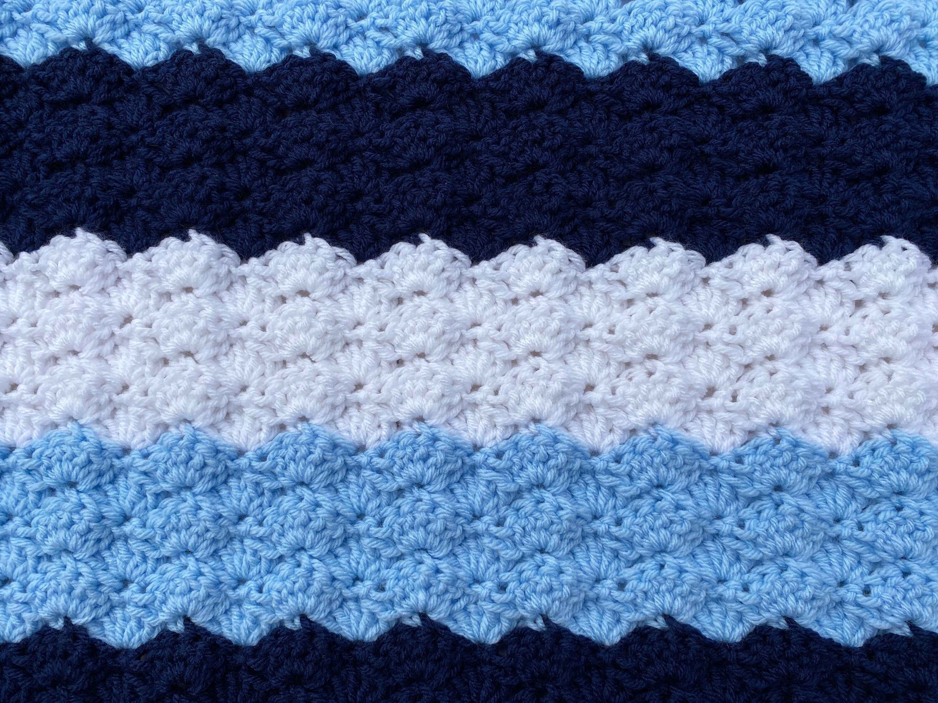 Blue and White Striped Baby Blanket Baby Boy Blanket Crochet Etsy
