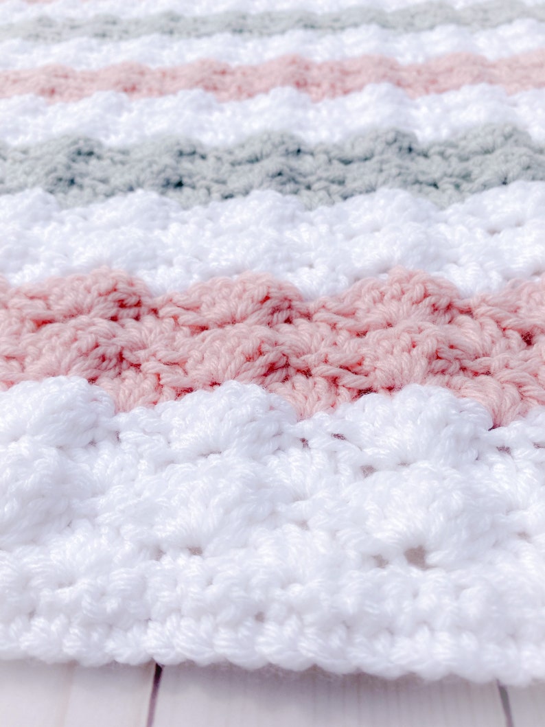 Pink and Gray Baby Blanket Knit Baby Afghan Crochet Handmade Etsy
